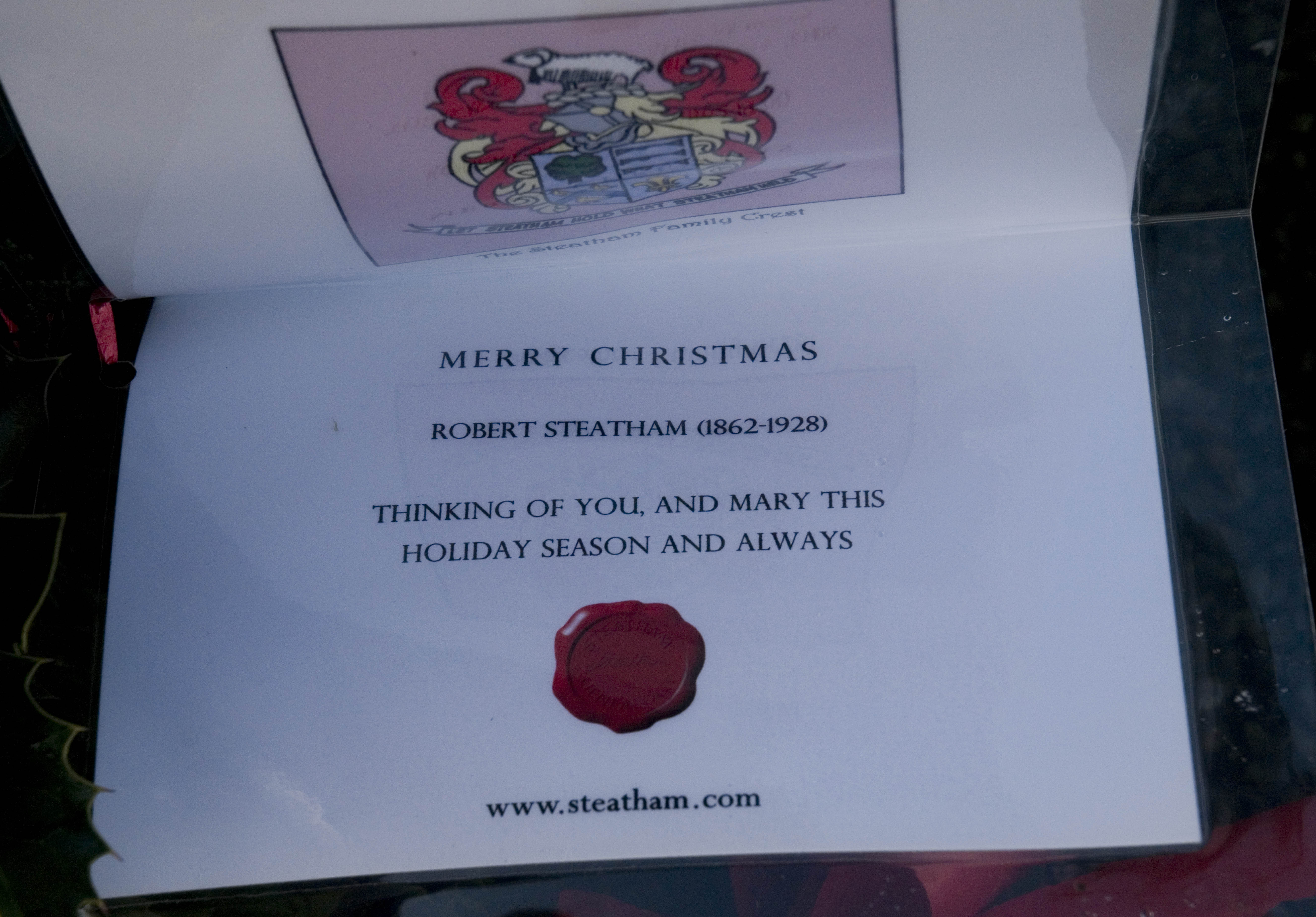 Photo of Robert Steatham's card - Christmas 2009.
